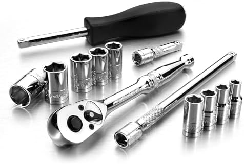 Pro-Grade 13-Piece 1/4-Inch Drive Metric Mechanics Tool Set, 19205 | Dyna Drive Technology Maximizes Torque and Helps Prevent Fastener Rounding