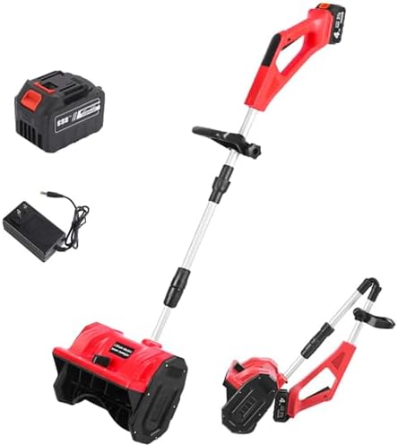 Battery Snow Blower,Snow Blower with Battery and Adjustable Handle,11" Clearing Path, 26' Throwing Distance,Electric Snow Thrower for Driveway Clearing,Red-1Battery