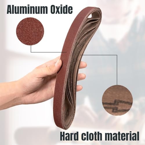 POWERTEC 1x30 Sanding Belts, 20PK, 320 Grit Aluminum Oxide 1 x 30 inch Sanding Belts for Belt Grinder, Belt and Disc Sander, Knife Sharpening, Woodworking, Metalworking (111360-P2)