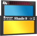 Core Series Gold Shade 9 Auto Darkening Welding Lens 2" x 4 1/4", Slim 0.2" Welding Lens with Cool Blue Puddle View for Pancake & Sugar Scoop Welding Hoods