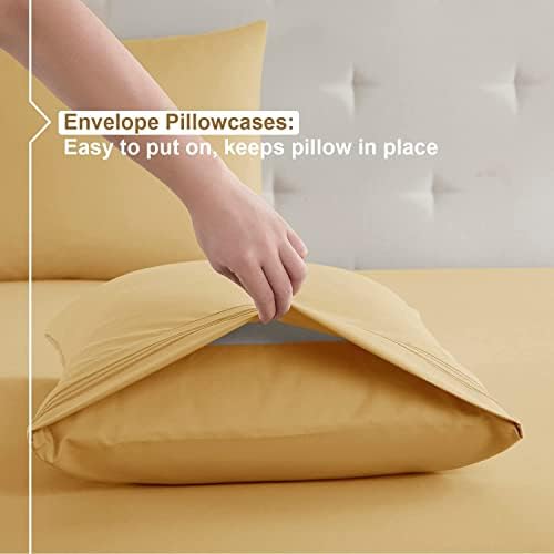 Nestl King Sheets Set - 4 Piece King Size Bed Sheets, Extra Soft, Double Brushed Bedding for King Size, 2 Tone Burgundy/Camel Gold Set, Burgundy Fitted Sheet, Camel Flat Sheet, Camel Pillow Case