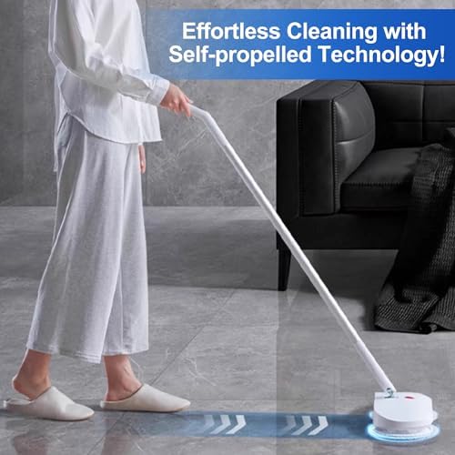 Cordless Electric Spin Mop - Power Mop with 2 Floor Scrubber Pads & Automatic Cleaning Bucket Suitable for Wooden, Marble, Tile, Hardwood Floor