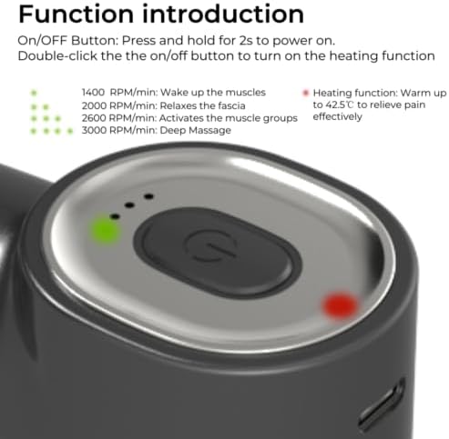 Mini Thermal Massage Gun with Heat, Portable Percussion Muscle Massager