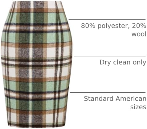 IDEALSANXUN Plaid Skirts for Women Fall Winter Knee Length Pencil Wool Skirt with Slit