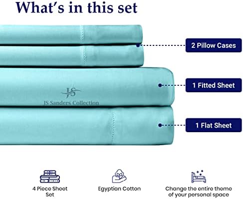 JS Sanders Collection Split Head Sheet Set Cal. King Size,Aqua Blue