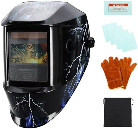 Solar Battery Powered 3.94''X1.93'' Large View Wide Shade 4/9-13 for TIG MIG ARC Cool Welder Mask Hood Helmet