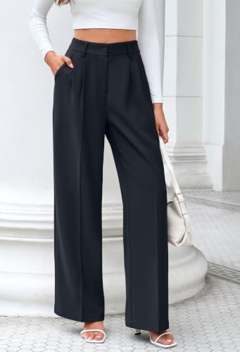 FUNYYZO Wide Leg Dress Pants for Women Work Slacks Business Casual Outfits