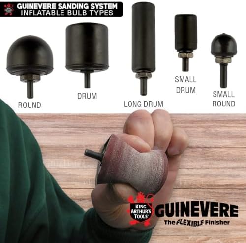 King Arthur's Tools Guinevere Small Round Inflatable Sander 11361SR – Precision Power Carving & Detail Sanding Tool for Wood, Metal, Bone & Plastic – Flexible Handheld Shaping Sander