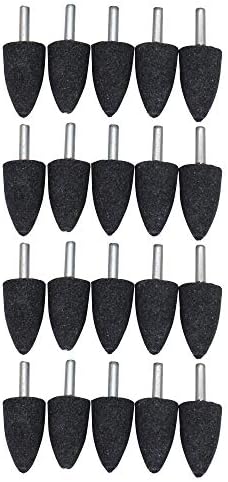 20Pc 1/4" Shank Brown Corundum Grinding Head Cone Shaped Grinding Wheel Abrasive Mounted Grinding Point Stone Rotary Tools Deburring Polishing -Diameter:25mm