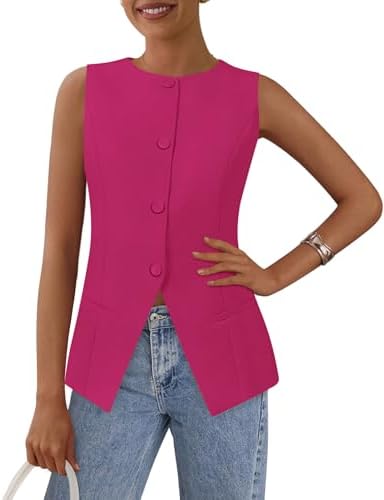 PRETTYGARDEN Women Tailored Suit Vest Business Casual Tops