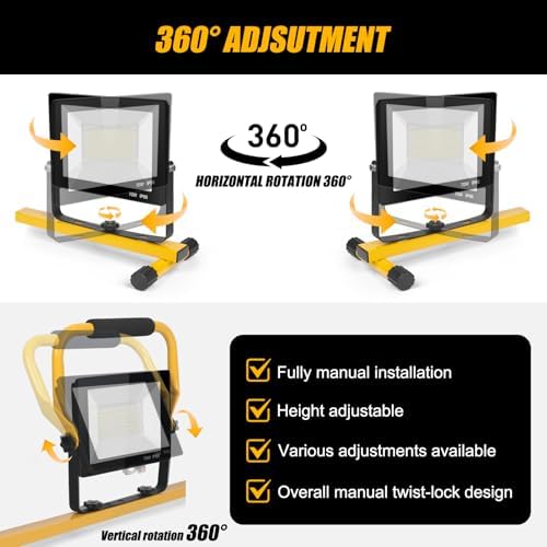 14000Lumen LED Work Lights with Stand - 2 Head Portable Work Light on Stand