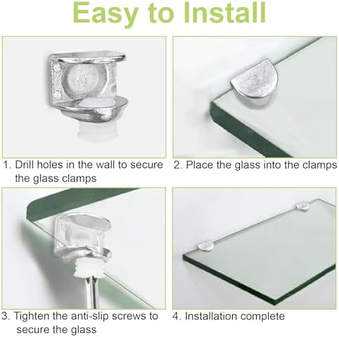 Adjustable Glass Shelf Bracket, 100Pcs Frameless Glass Clamp with Pin Wall Mounted Clips for 3-10mm Glass Cabinet