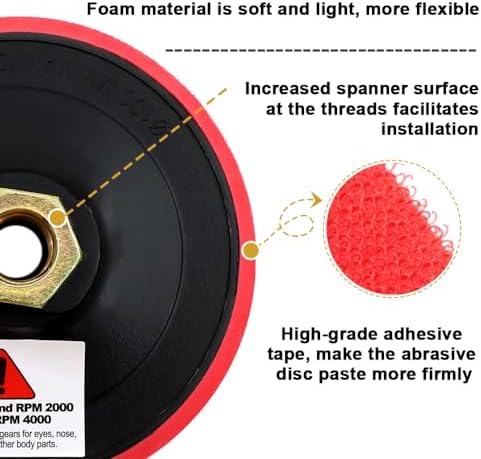 SHDIATOOL 4-Inch Backer Pad Backing pad of Foam Plastic Body with 5/8-Inch-11 Thread for Diamond Polishing Pads Pack of 10