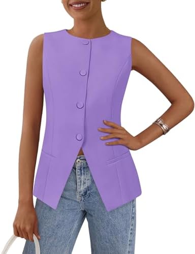 PRETTYGARDEN Women Tailored Suit Vest Business Casual Tops