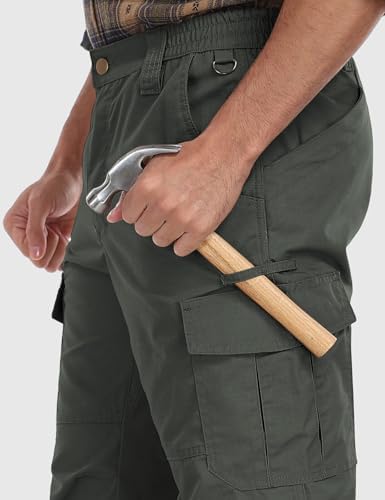 Mens Cargo Work Pants Durable Ripstop Tactical Pants with 7 Pockets Outdoor Water Resistant Hiking Woking Construction Pants