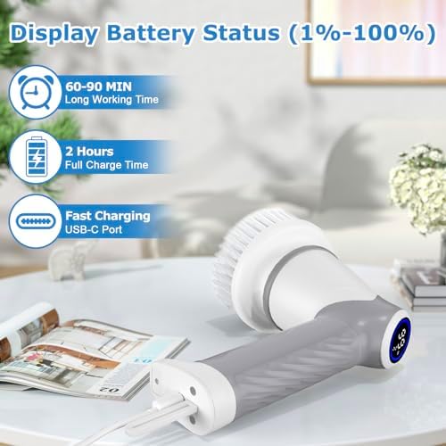 DAESUNG E881 Electric Spin Scrubber + 9 Replaceable Brush Heads