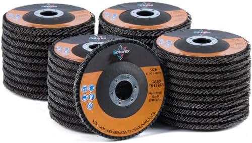 40 Pack 4.5" x 7/8" Premium Calcined Alumina Flap Disc, 60 Grit Type 29, 4 1/2 for Angle Grinder, Flap Sanding Disc for Stainless Steel, Metal, Wood