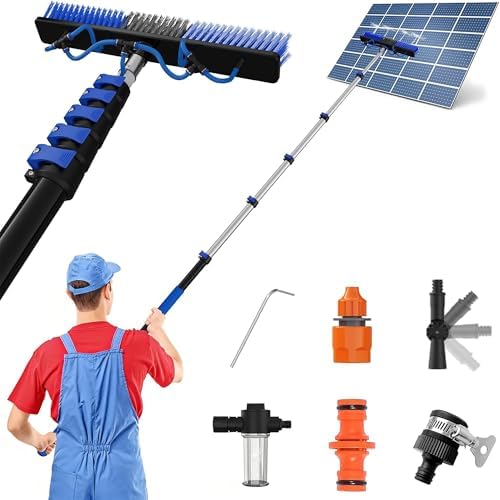 30 FT Reach Solar Panel Cleaning Brush Kit with Telescopic Pole