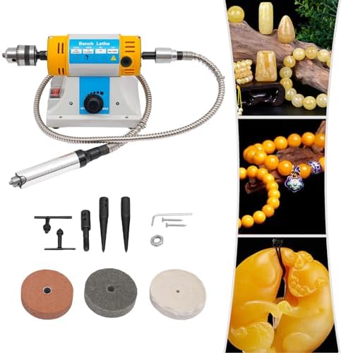 110V 320W Bench Buffer Polishing Machine, Multi-Function Benchtop Polisher Grinder with Drill Chuck, Mini Table Saw for Jewelry, Wood, Dental, Amber, Metal, 800-10000rpm/min