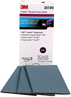 3M Trizact Hookit Foam Sheets, 30189, 5000, 2-3/4 in x 5 1/2 in (70 mm x 140 mm), 5 sheets per carton
