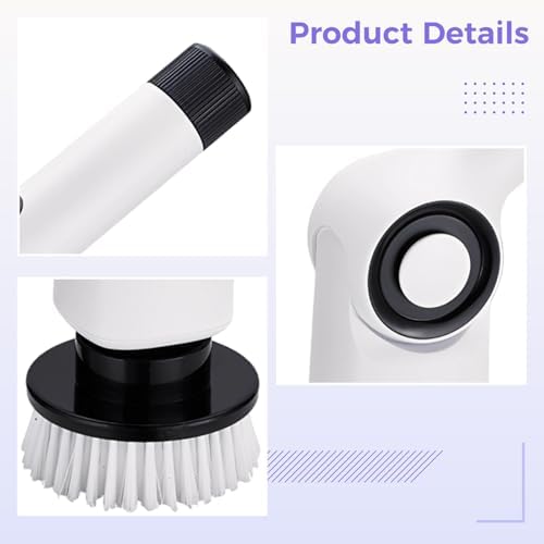 Electric Spin Scrubber, 7-in-1 Cordless Shower Cleaner with Extension Handle, Bathroom Power Scrubber, 450 RPM, 3 Speeds, IPX7 Waterproof, 8.2 x 5 x 2.5 in / 20.75 x 12.7 x 6.3 cm