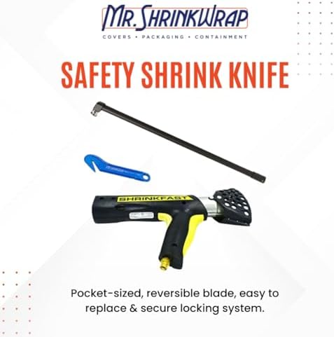 Mr. Shrinkwrap Bundle - Shrinkfast 998 Propane Heat Gun, 200000 BTU, Ready to Use with 25' Hose, Regulator, Wrench, Hard Case, 4' Angled Extension, and Shrink Film Knife Made in the USA