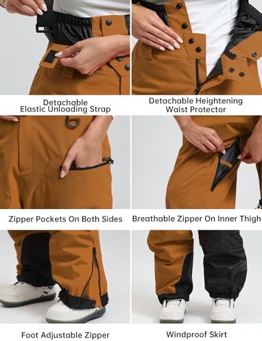 GSOU SNOW Mens Womens Snowboard Pants-Baggy Ski Snow Bibs