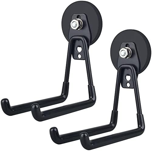ULIBERMAGNET Magnetic Hooks,Heavy Duty Extra Large Hooks,Power Tool Organizer for Workshop Organization, 2 Pack Tool Hooks for Cordless Drill,Garden Tool,Metal Cabinet,Steel Pegboard(Black)