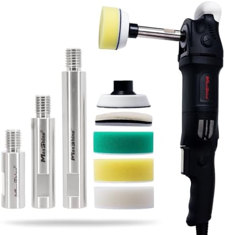 Maxshine Universal Stainless Steel Extension Shaft Set & 3" Polishing Kit – 2”, 3” & 5” Polisher Extenders for 5/8” Backing Plates – 8-Piece Rotary Polisher Accessory for Car Polishing & Detailing