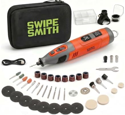 12V Cordless Rotary Tool Kit, Brushless Motor, LCD Display, 8000-32000 RPM Variable Speed, 2.5Ah Battery, 40 Accessories for Wood Carving, Engraving, Grinding, Sanding and Cutting
