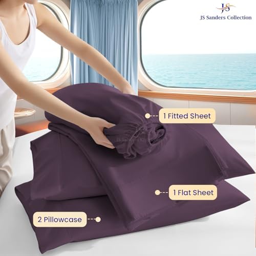 JS Sanders Collection 4PC Boat Sheet Set Universal XL V Berth, Plum