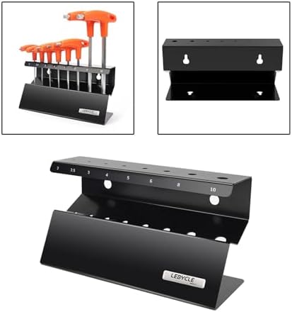 T Handle Allen Wrench Holder, Stainless Steel Magnetic Wrench Organizer for Metric Hex Keys, Allen Wrench Rack & Tool Organizer for Wall Mount or Desktop Garage Storage