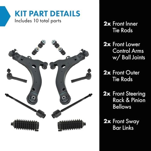 TRQ Front Steering & Suspension Kit Control Arm with Ball Joint Steering