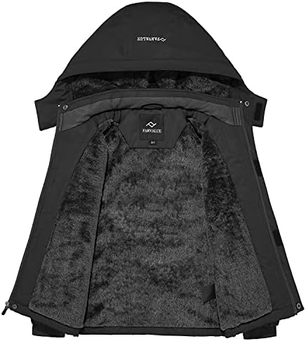 FARVALUE Boys Waterproof Ski Jacket Windproof Winter Coat Warm Snow Coat Outdoor Raincoats with Removable Hood