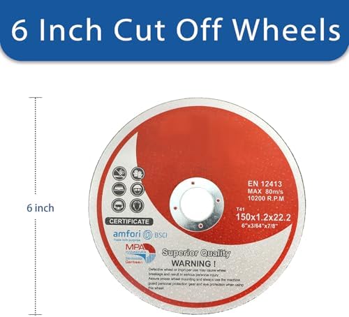 WFLNHB 50 Pack 6 Inch Cut Off Wheels for Metal and Stainless Steel Cutting Discs for Angle Grinders 6 x .045 x 7/8 Inch