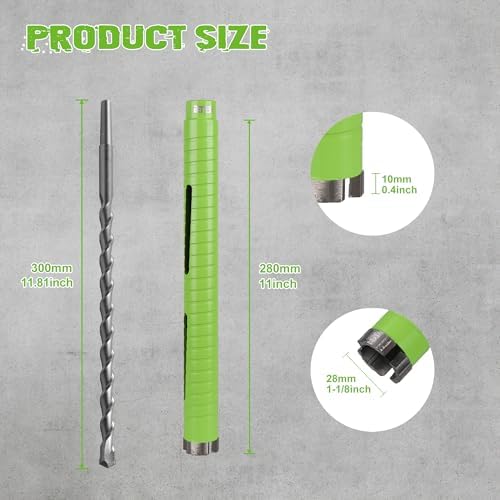 1 1/8 Inch Dry Core Drill Bit with Pilot Bit and 2 Pcs Adapters