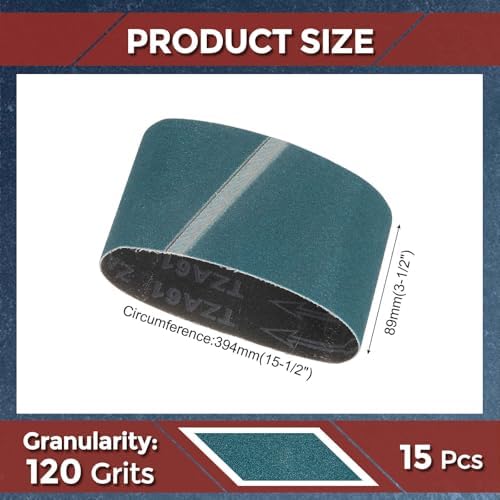 15 Pcs Sanding Belts 3-1/2 x 15-1/2 Inch 120 Grit Zirconia