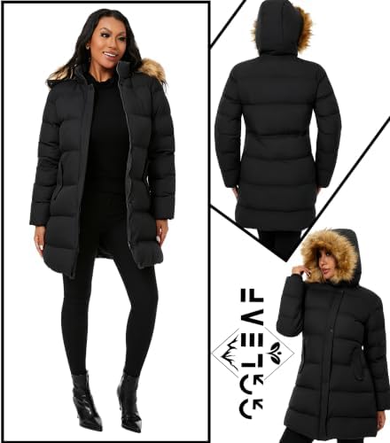 GGleaf Women's Winter Puffer Coat with Removable Fur Hood Warm Snow Jacket