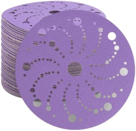 36 Pack 6 Inch Purple Ceramic Sanding Discs Multi-Hole Hook & Loop 40 Grit