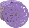 50 Pack 6 Inch Purple Ceramic Sanding Discs Multi-Hole Mix 80-220 Grit