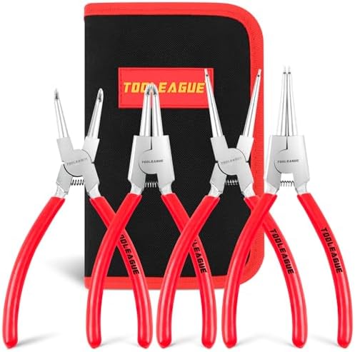 TOOLEAGUE 9" Snap Ring Pliers Set with Storage Bag, Circlip Pliers, 4 Pcs