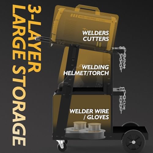 TOOLIOM Welding Cart with Lockable Cabinet, 265 lb Capacity