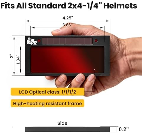 Core Series Red Shade 12 Auto Darkening Welding Lens 2"x4 1/4", Slim 0.2" Welding Lens with Teal Clarity View for Pancake & Sugar Scoop Welding Hoods