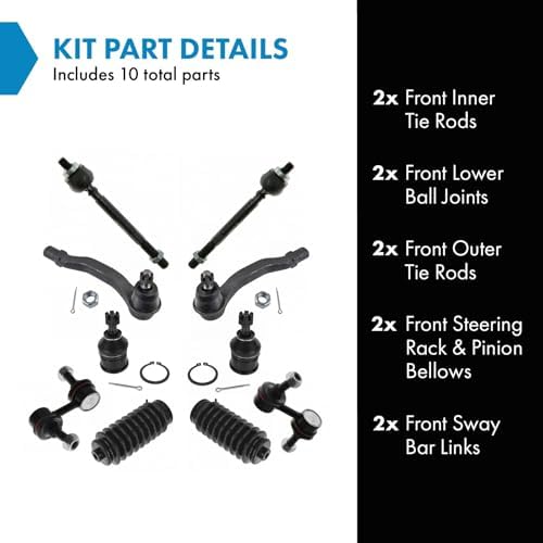 TRQ Front Steering & Suspension Kit Ball Joint Steering Rack & Pinion