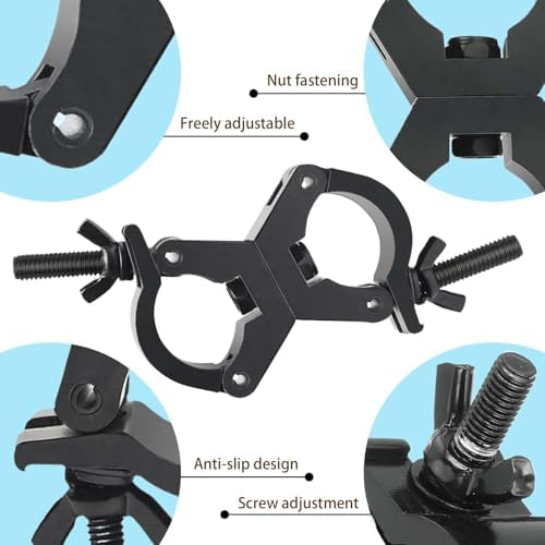 30-35mm (1.18-1.38") Swivel Truss Clamps (4-Pack), Aluminum O-Clamps for DJ Lights & Stage Rigging