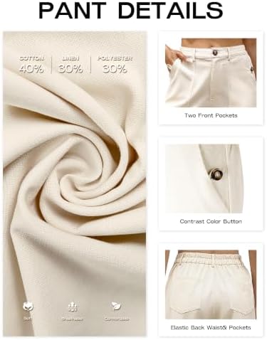 Bsubseach Womens Cotton Linen Pants Wide Leg Work Casual Pants