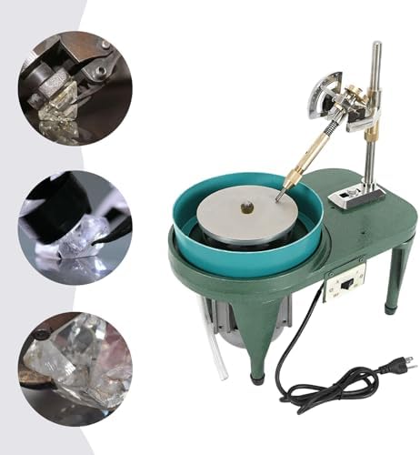 Gemstone Facer 2800RPM Gemstone Grinder Gemstone Grinder Polisher Polishing Machine Robotic Milling Tool Gemstone Cutting Tool 180W with 6-inch Polishing Disc (Green)