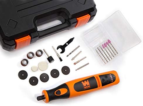WEN 23072 Variable Speed Lithium-Ion Cordless Rotary Tool Kit with 24-Piece Accessory Set, Charger, and Carrying Case, 7.2 Volts