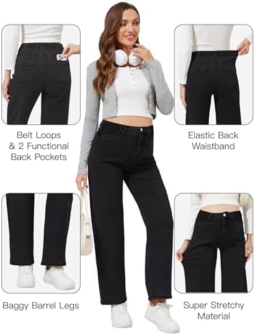 fitglam Women's Maternity Jeans Straight Leg Relaxed Fit Over Belly Pregnancy Denim Work Pants Maternity Clothes with Pockets