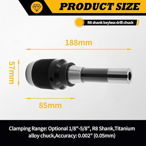 1/8"-5/8" Special Heavy Duty Keyless Drill Chuck with R8 Shank